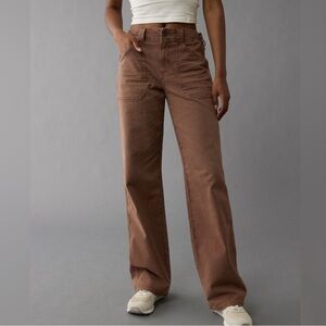 American Eagle Stovepipe Pants Tan Brown Stretch Utility Style size 000